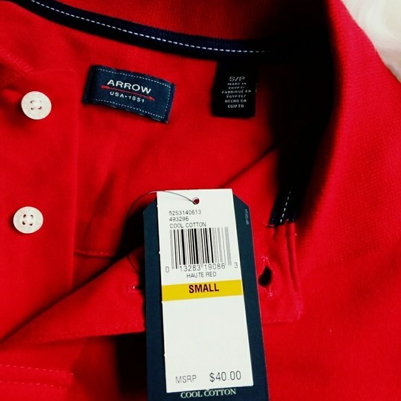 Arrow | Red Short Sleeve Polo - Picture 3 of 4